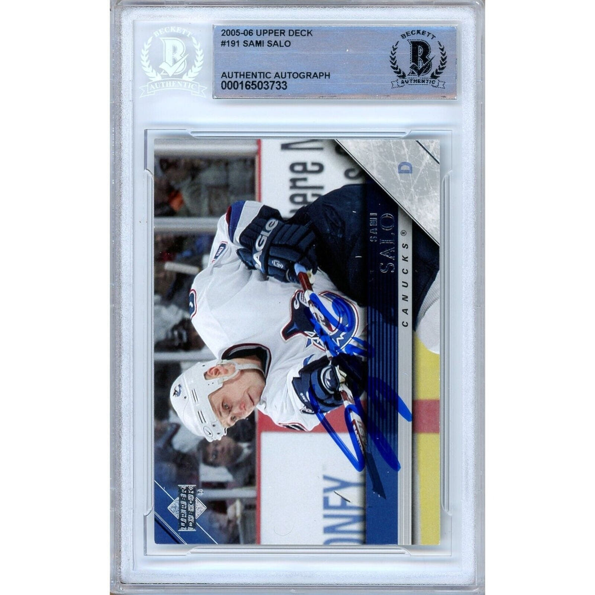 Sami Salo Vancouver Canucks Signed Trading Card Beckett BAS