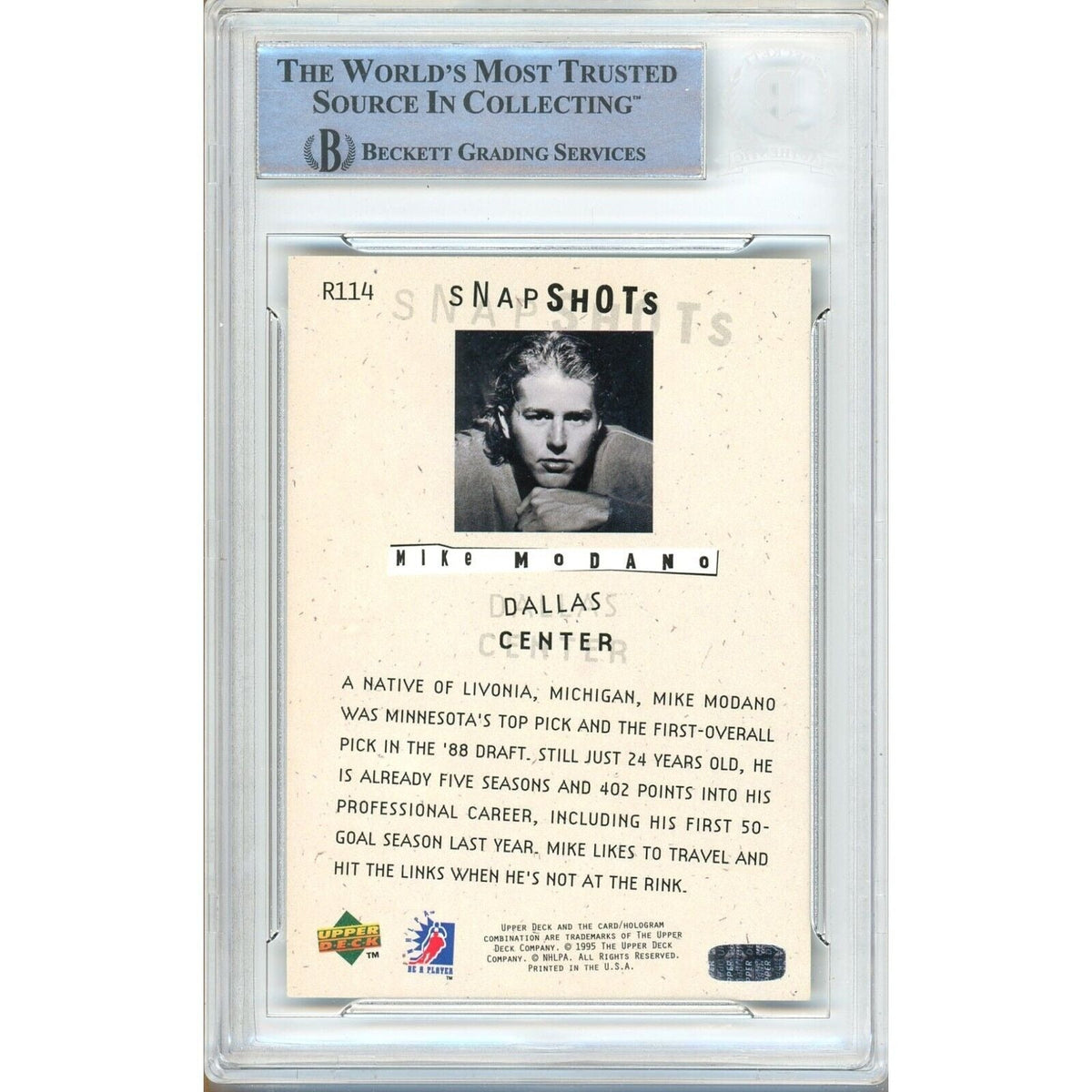 Mike Modano Dallas Stars Signed Trading Card Beckett BAS