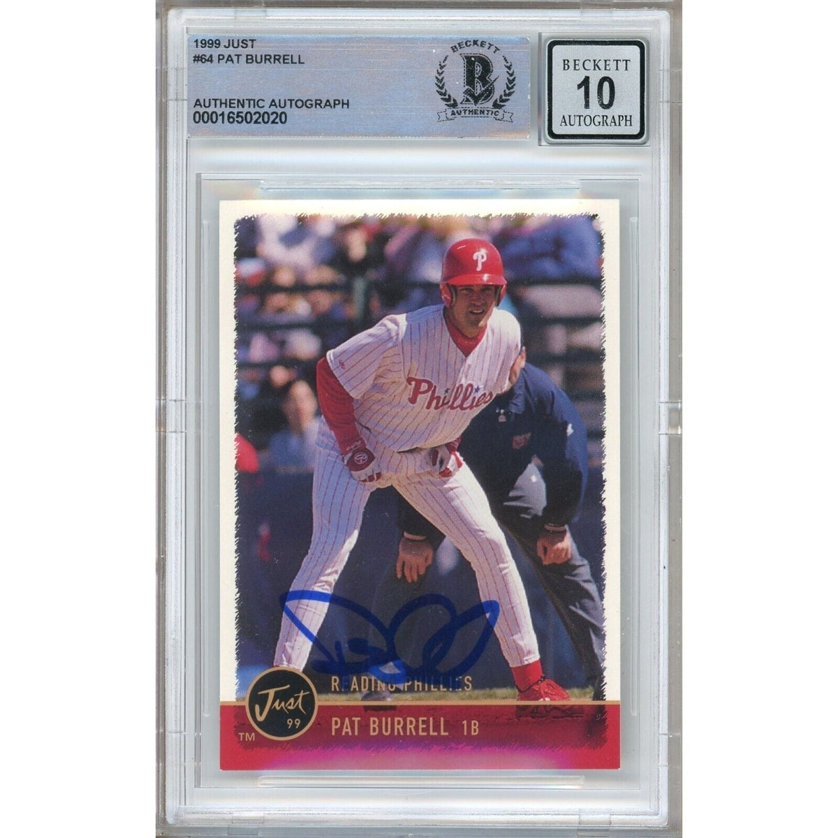 Pat Burrell Philadelphia Phillies Signed Autographed Trading Card Beckett BGS