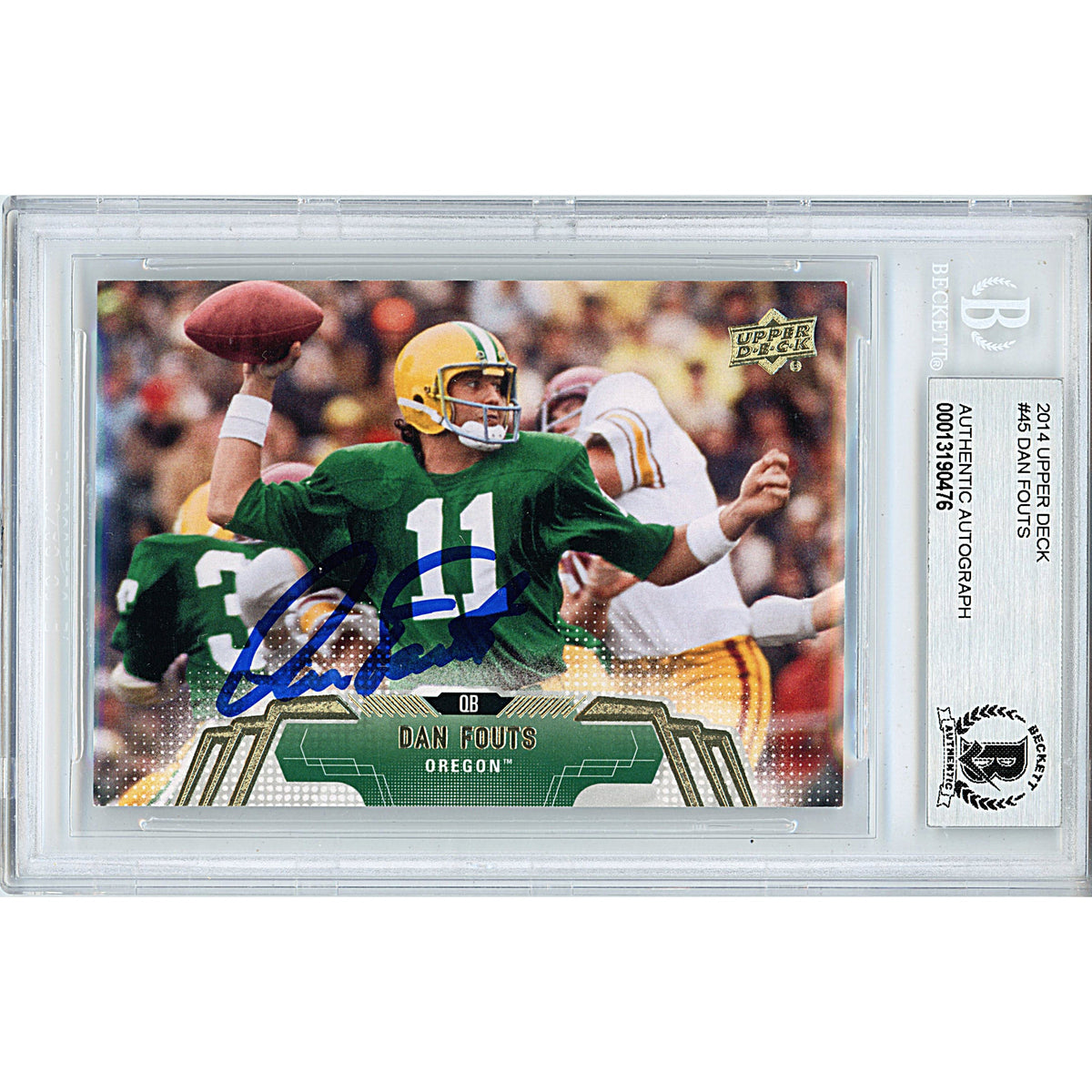 Dan Fouts Upper Deck Autographed Trading Card Beckett BGS