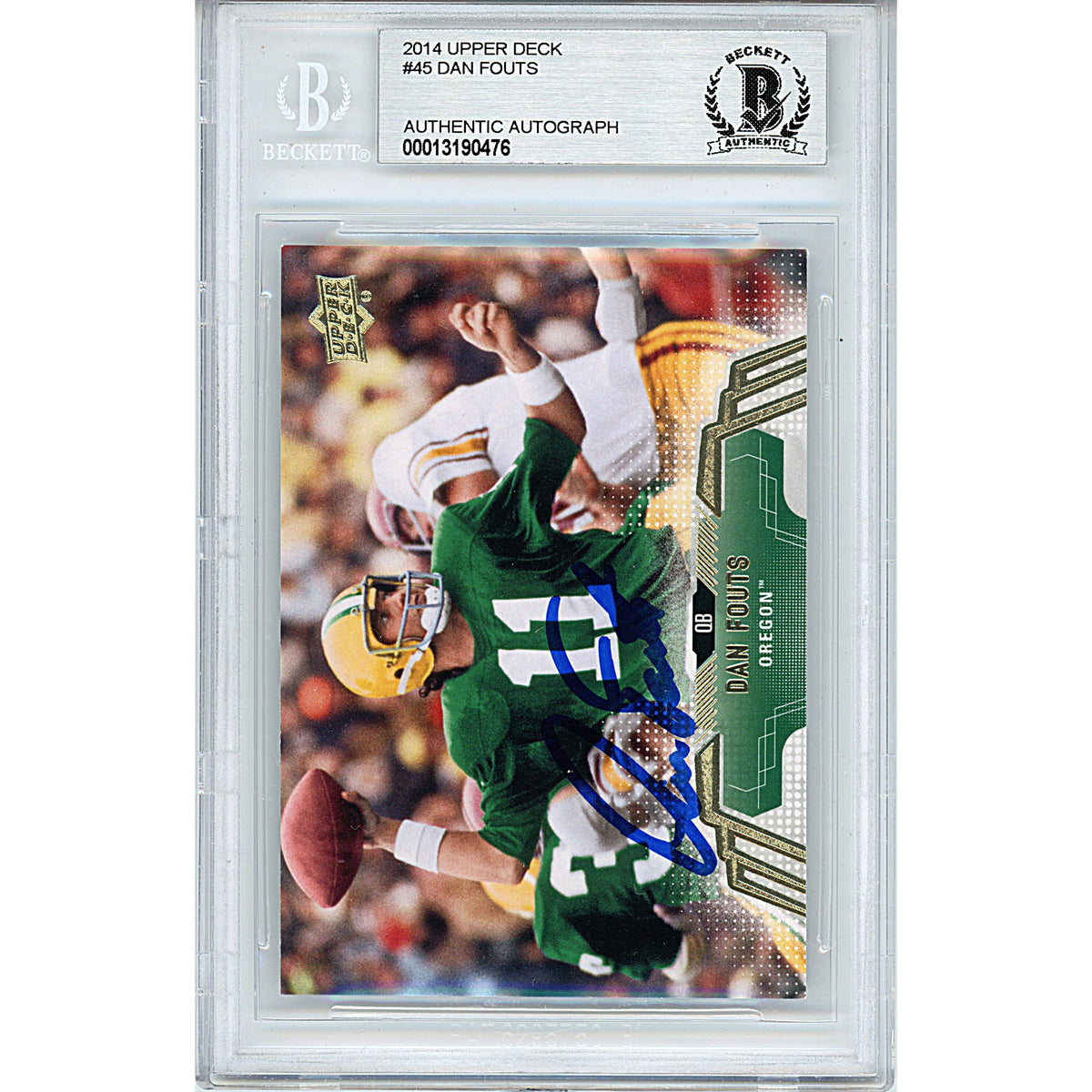 Dan Fouts Upper Deck Signed Trading Card Beckett BGS