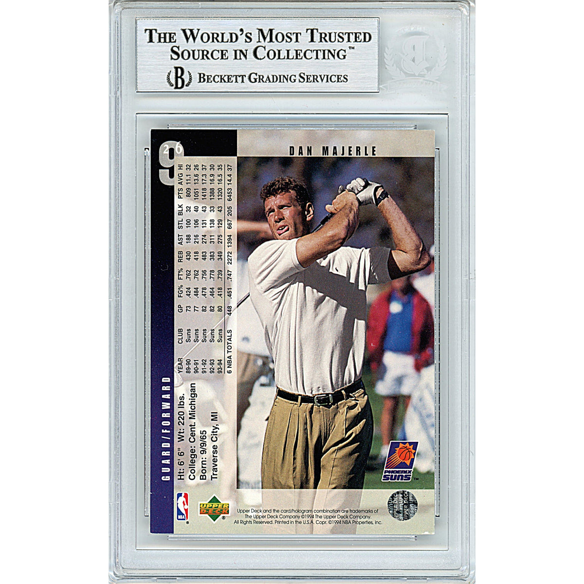 Dan Majerle Upper Deck Signed Trading Card Beckett BGS