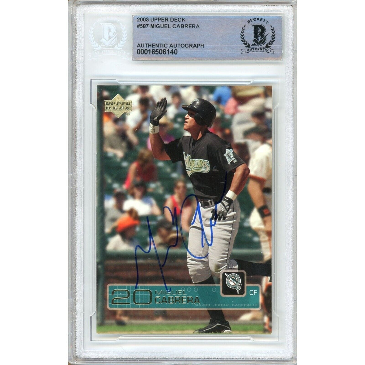 Miguel Cabrera Miami Marlins Signed Autographed Trading Card Beckett BAS