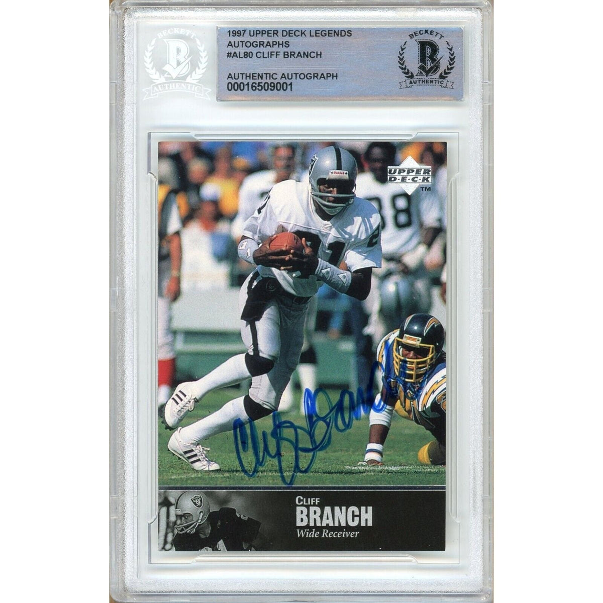 Cliff Branch Upper Deck Legends Autographed Trading Card Beckett BAS