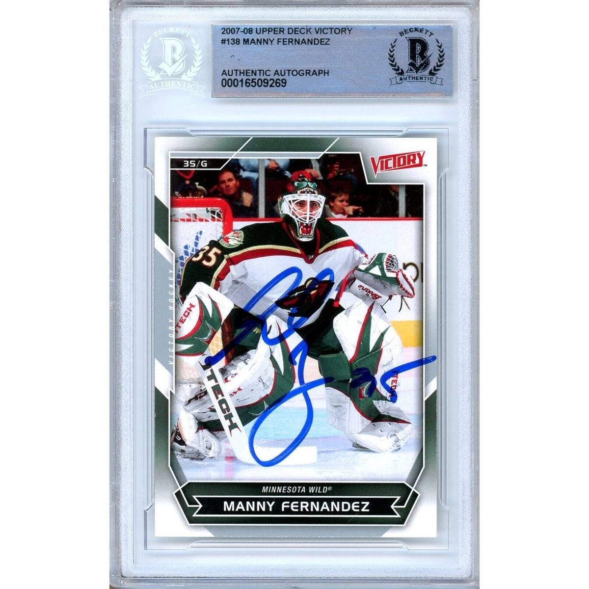 Manny Fernandez Minnesota Wild Signed Autographed Trading Card Beckett BAS