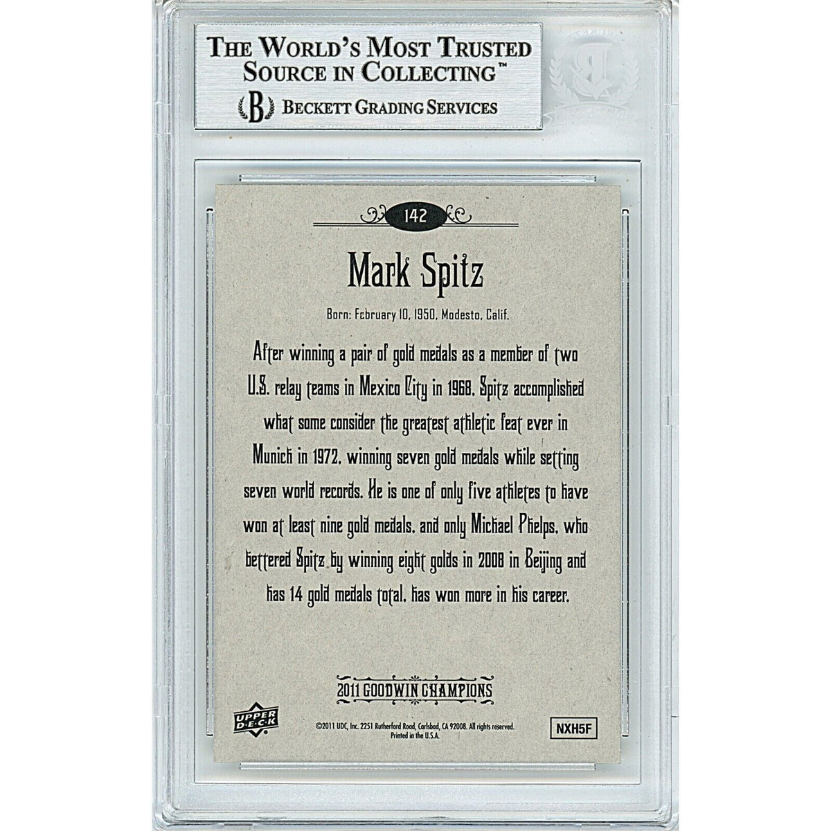 Mark Spitz Signed Trading Card Beckett BAS
