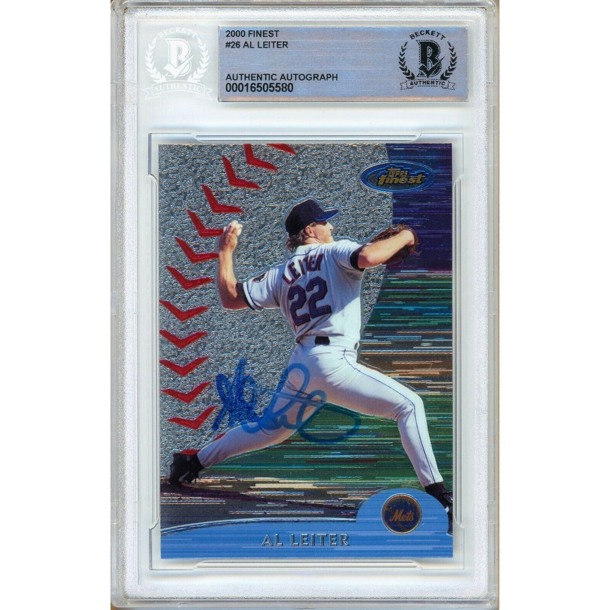 Al Leiter Topps Finest Autographed Trading Card Beckett BAS