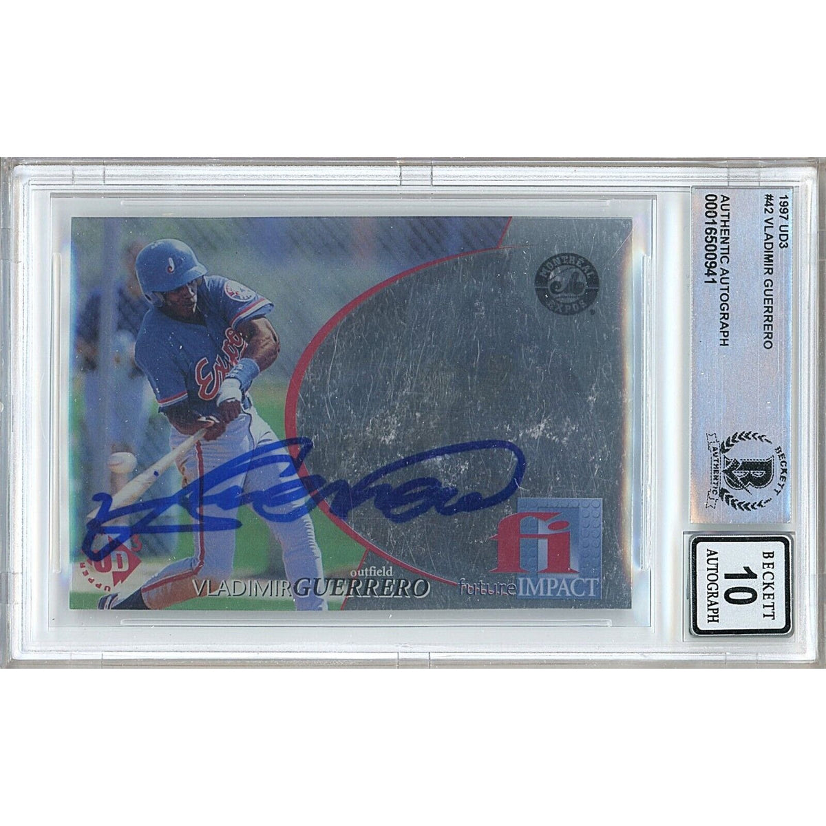 Vladimir Guerrero Montreal Expos Signed Autographed Trading Card Beckett BGS