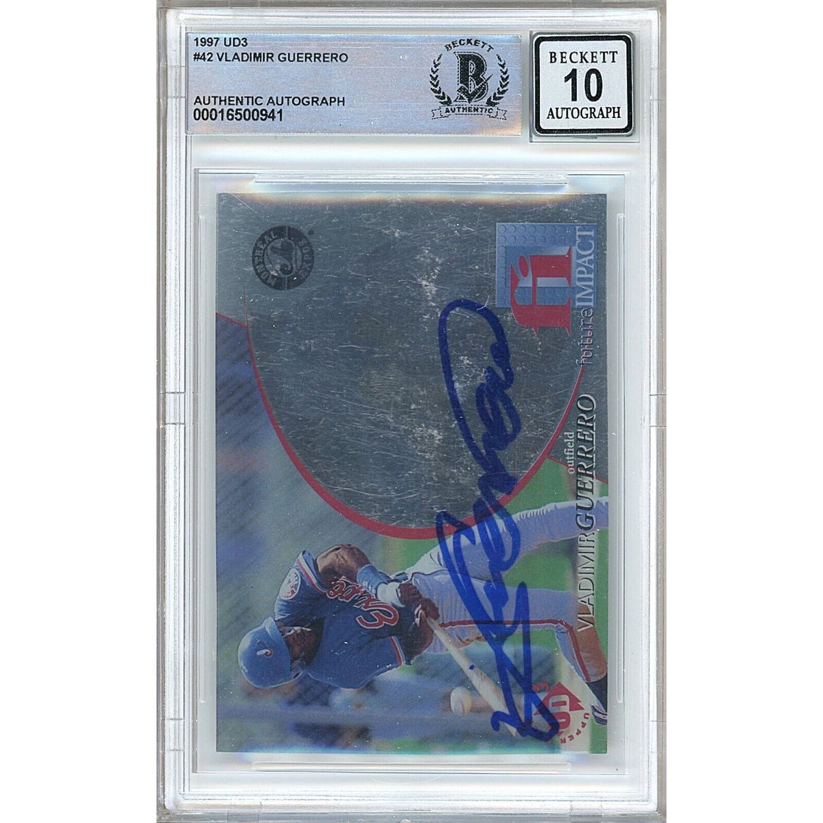 Vladimir Guerrero Montreal Expos Signed Trading Card Beckett BGS