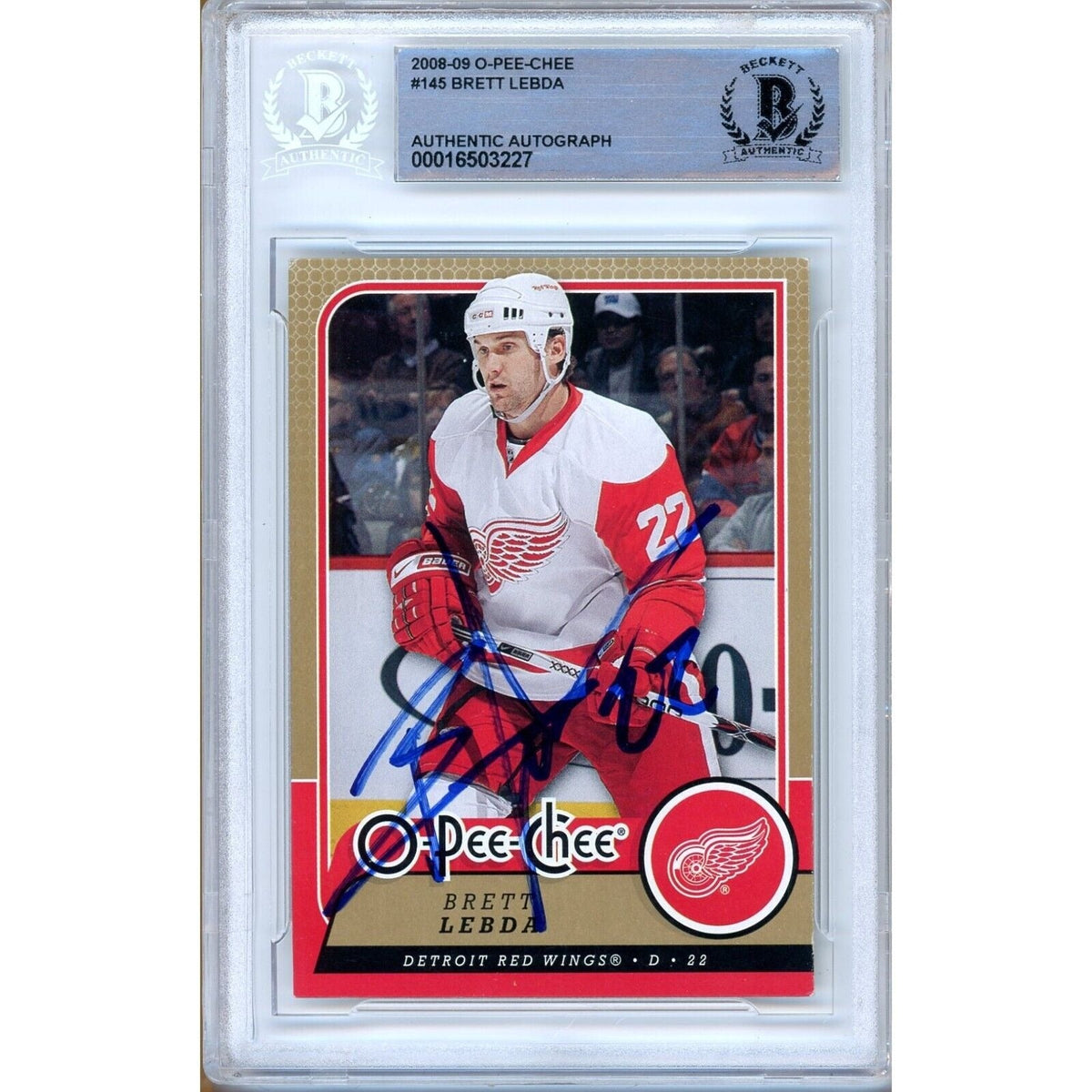 Brett Lebda Detroit Red Wings Autographed Trading Card Beckett BAS