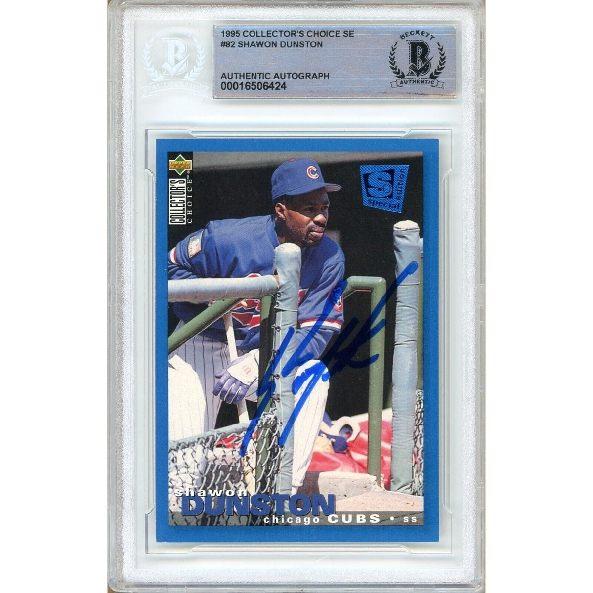 Shawon Dunston Chicago Cubs Signed Autographed Trading Card Beckett BAS