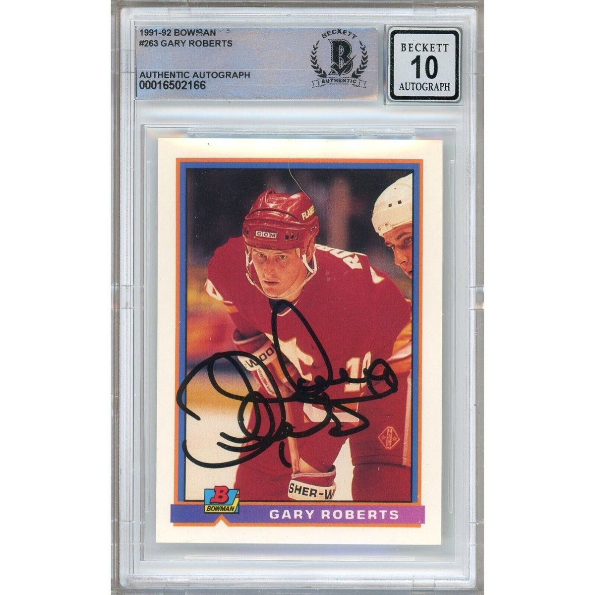 Gary Roberts Calgary Flames Autographed Trading Card Beckett BGS