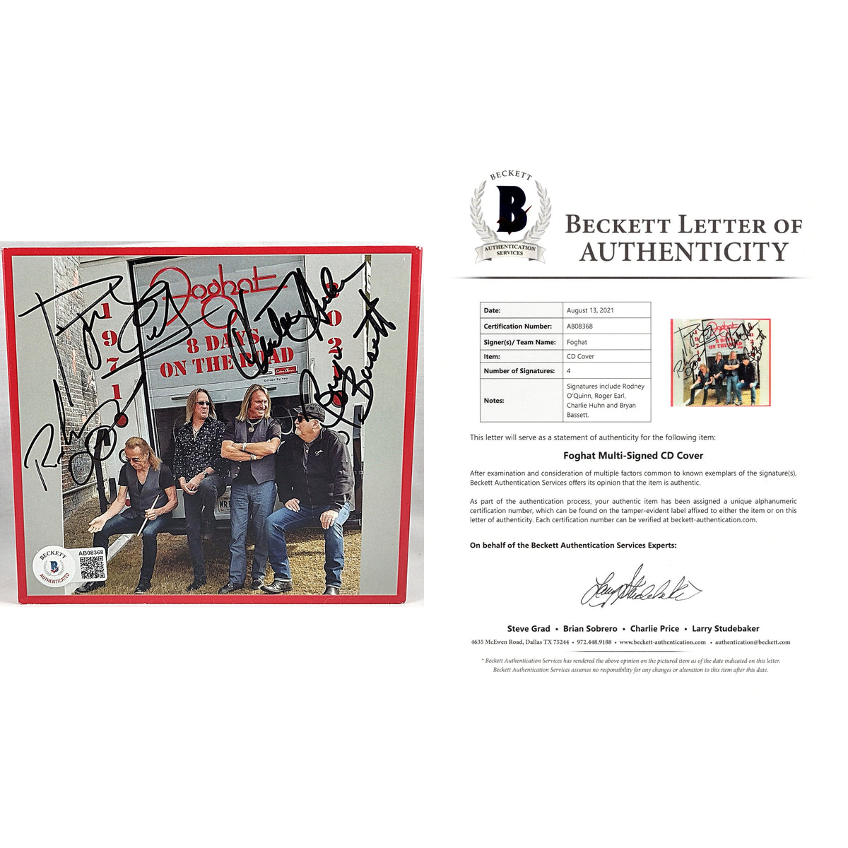 Foghat Band Signed Photo Beckett BAS