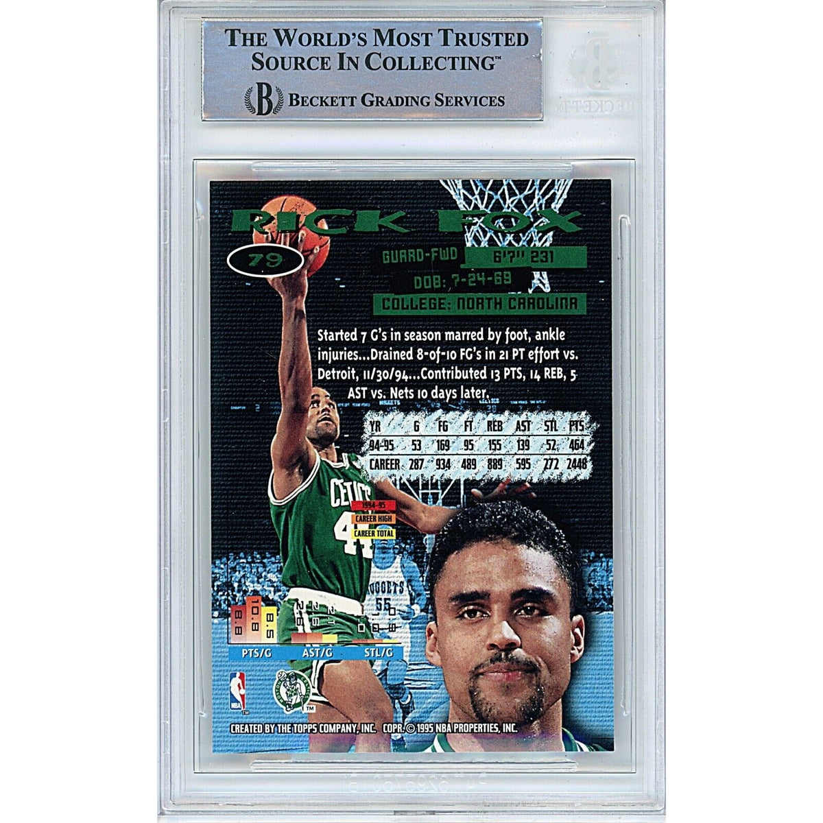 Rick Fox Boston Celtics Signed Trading Card Beckett BAS