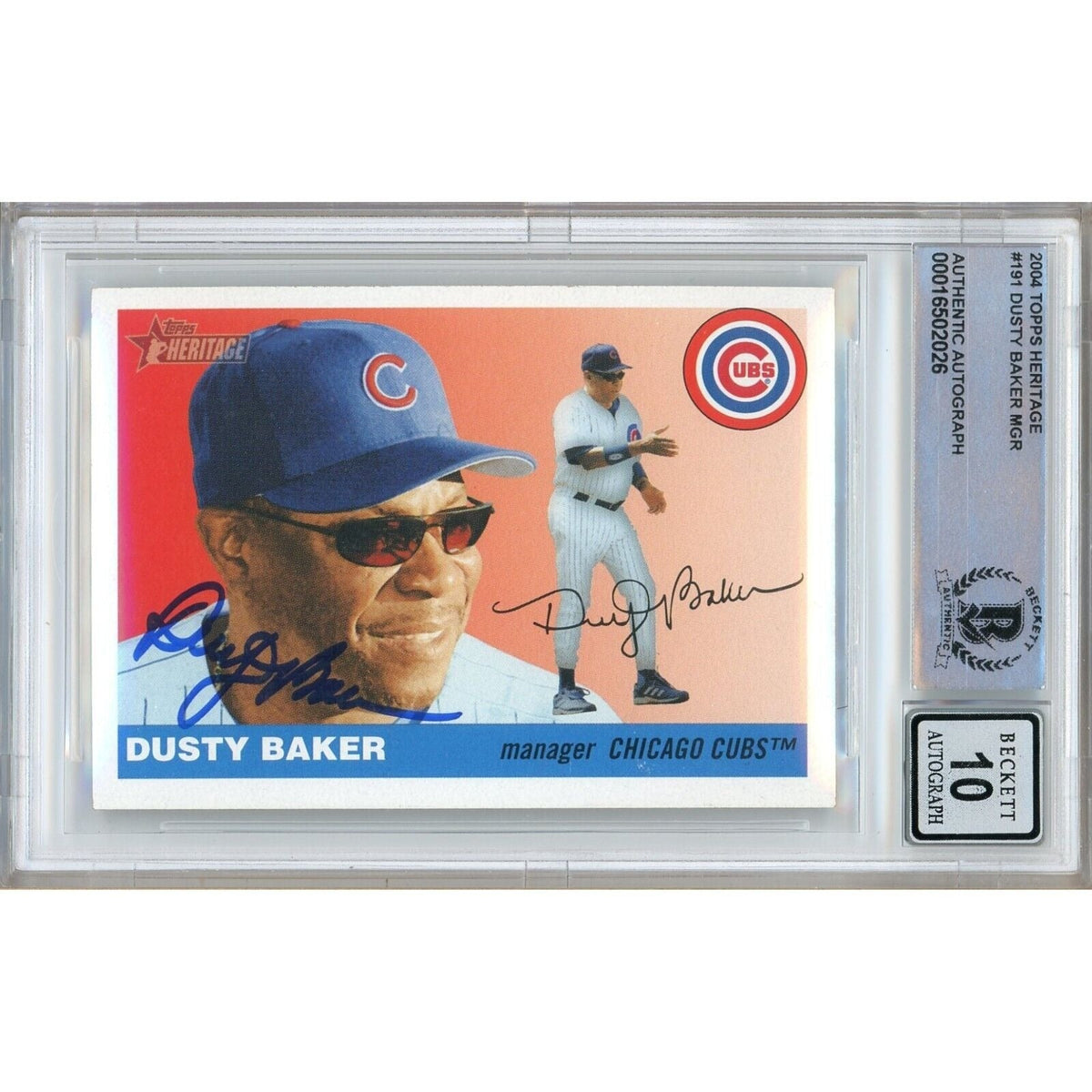 Dusty Baker Chicago Cubs Los Autographed Trading Card Beckett BGS