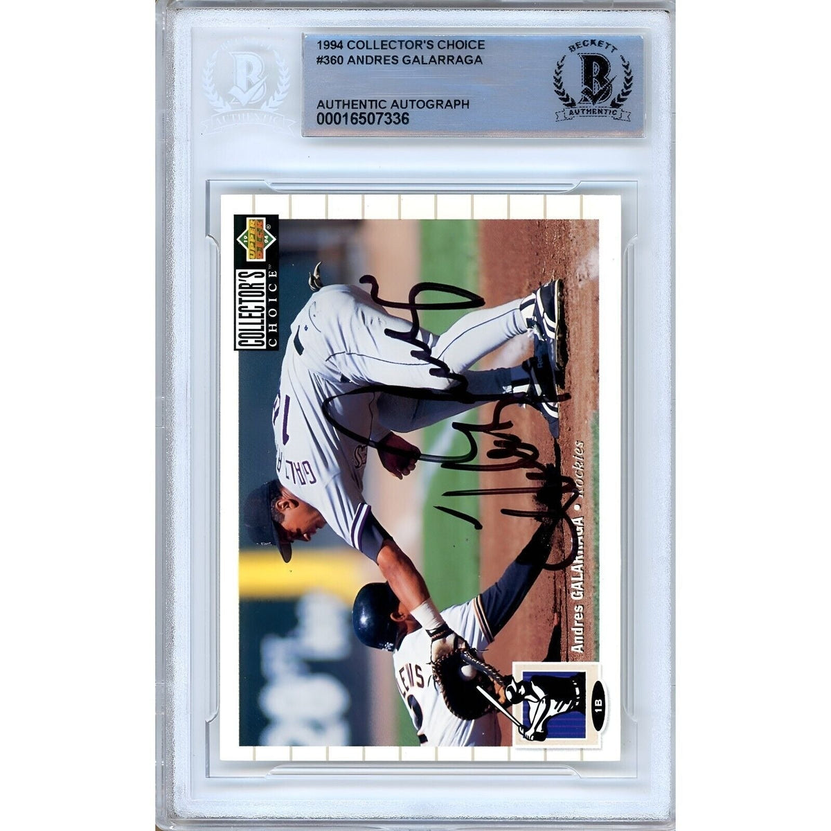 Andres Galarraga Collectors Choice Signed Trading Card Beckett BAS