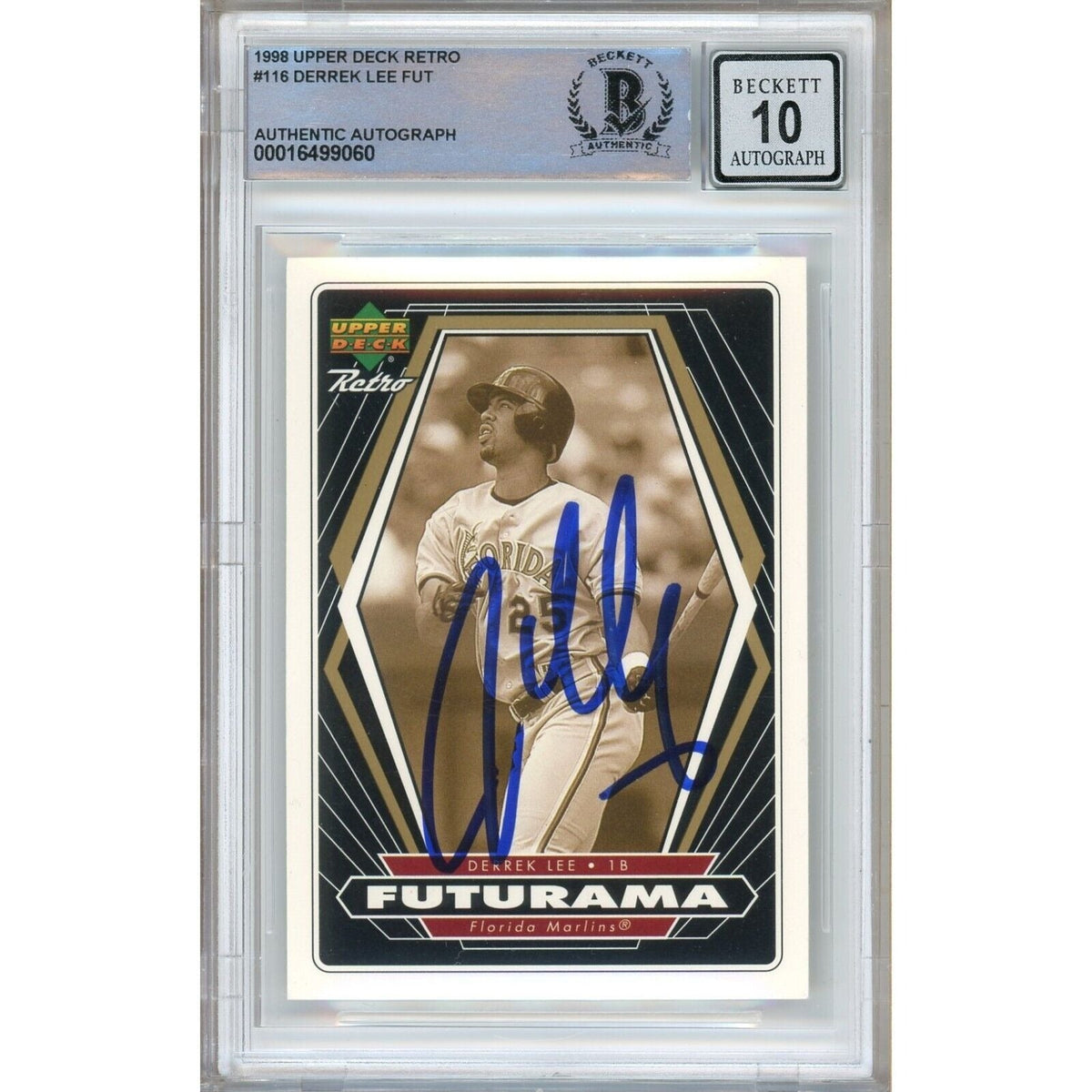 Derrek Lee Upper Deck Retro Autographed Trading Card Beckett BGS