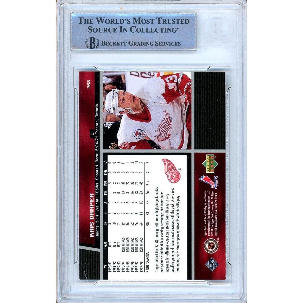 Kris Draper Upper Deck Autograph Trading Card Beckett BAS