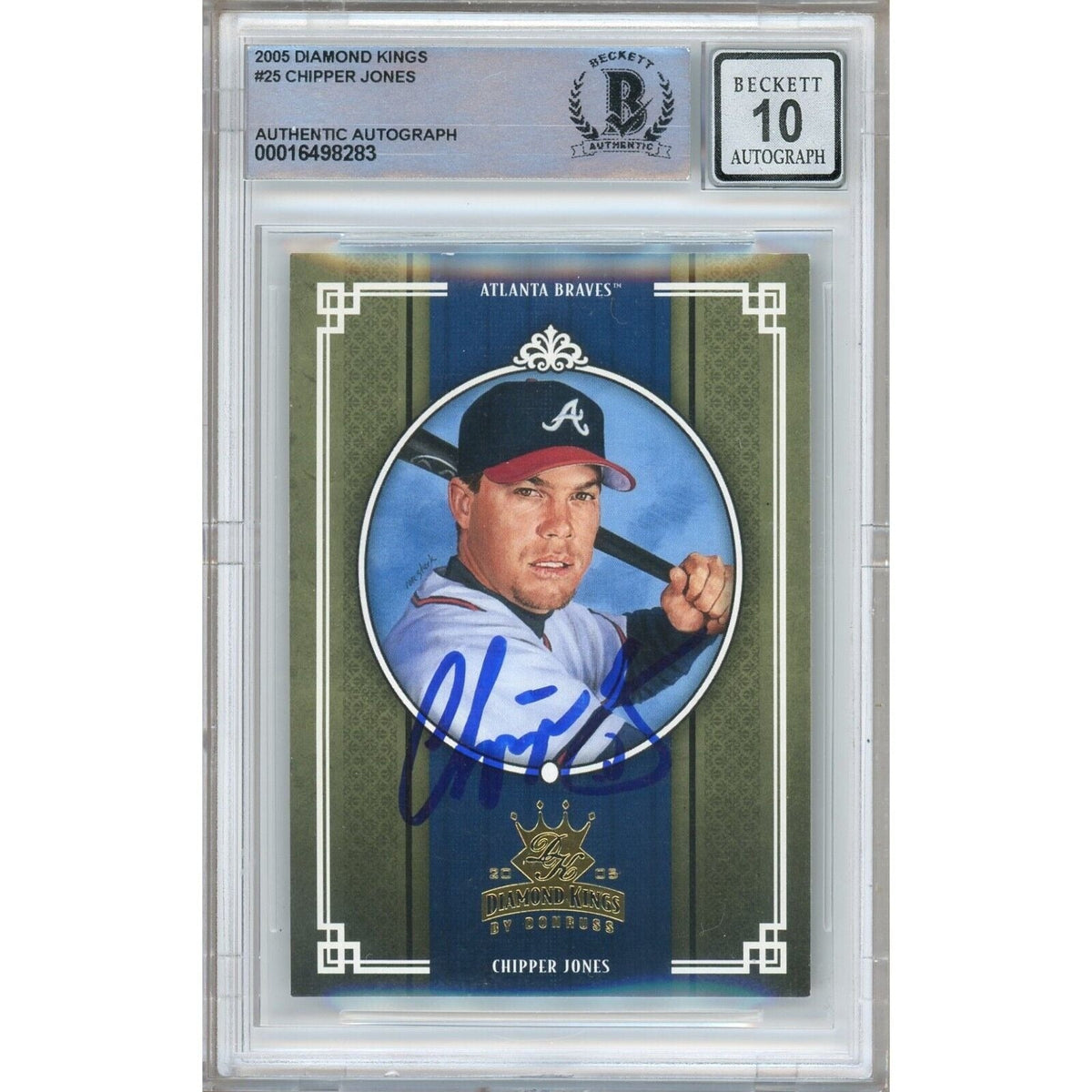 Chipper Jones Donruss Diamond Kings Autographed Trading Card Beckett BGS