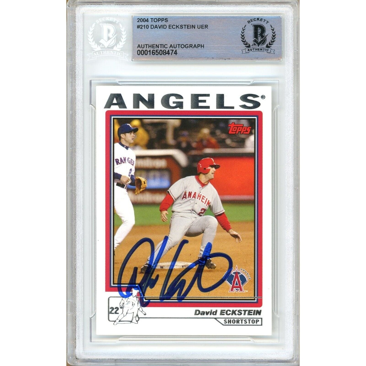 David Eckstein Anaheim Angels Autographed Trading Card Beckett BAS