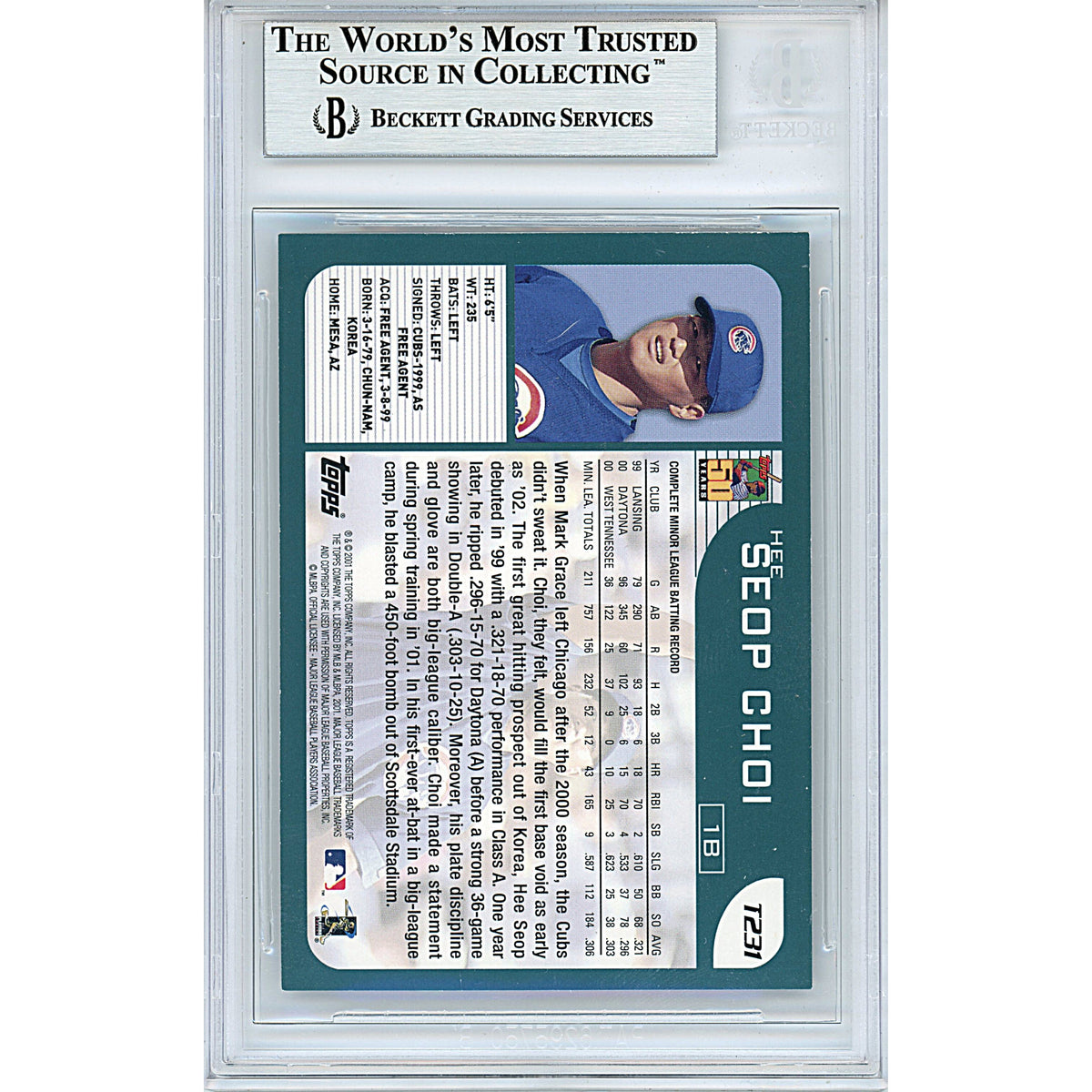 Hee Seop Topps Traded Autograph Trading Card Beckett BAS