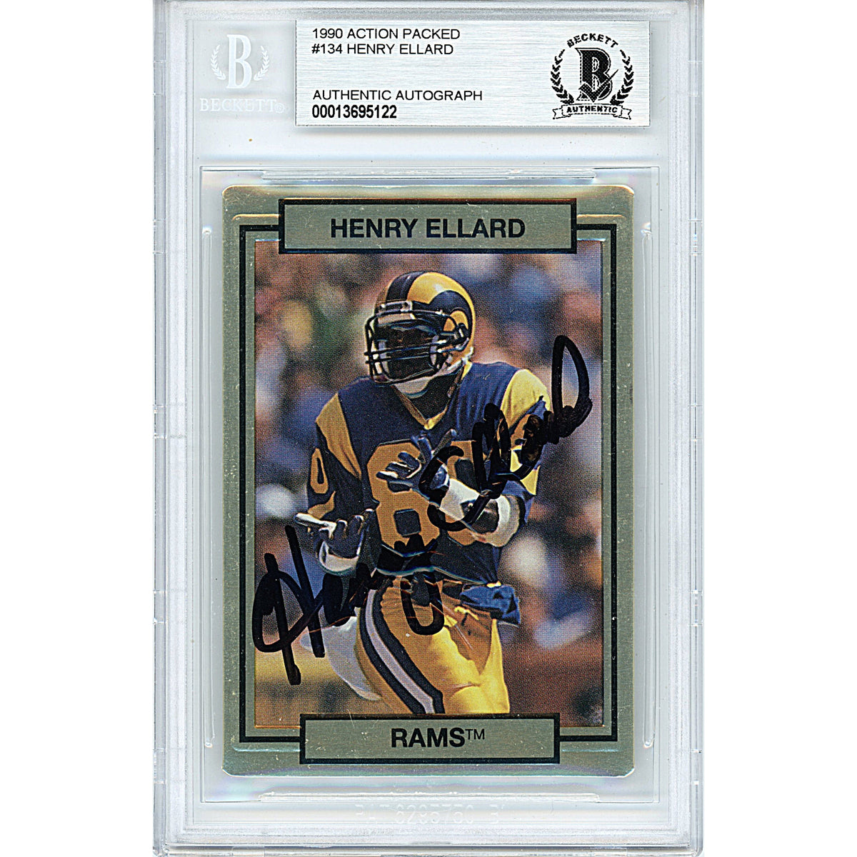 Henry Ellard Action Packed Autographed Trading Card Beckett BGS