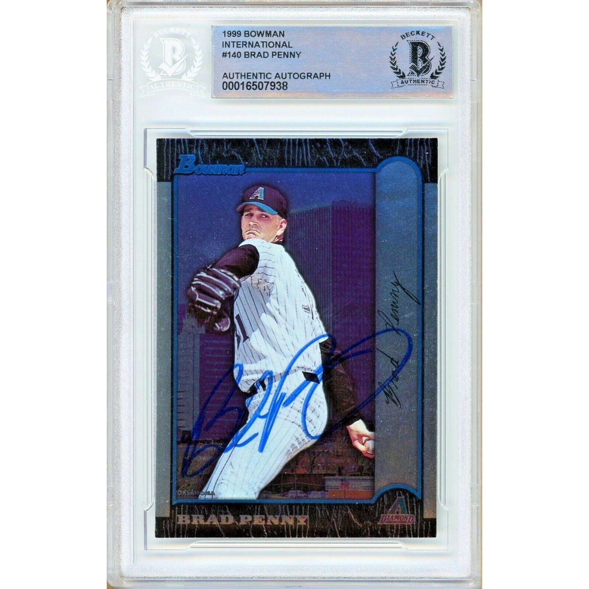 Brad Penny Bowman International Autographed Trading Card Beckett BAS