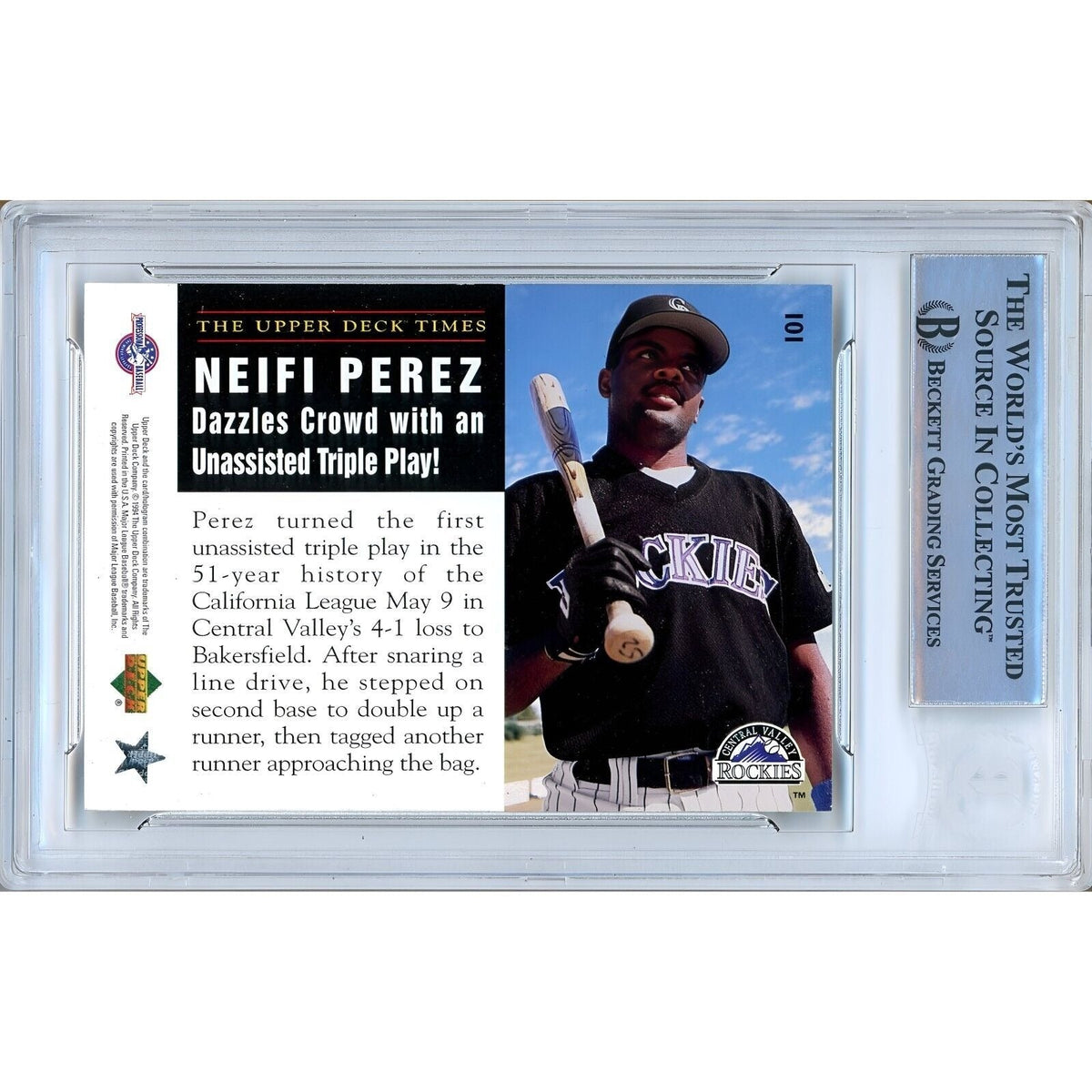 Neifi Perez Colorado Rockies Signed Trading Card Beckett BAS
