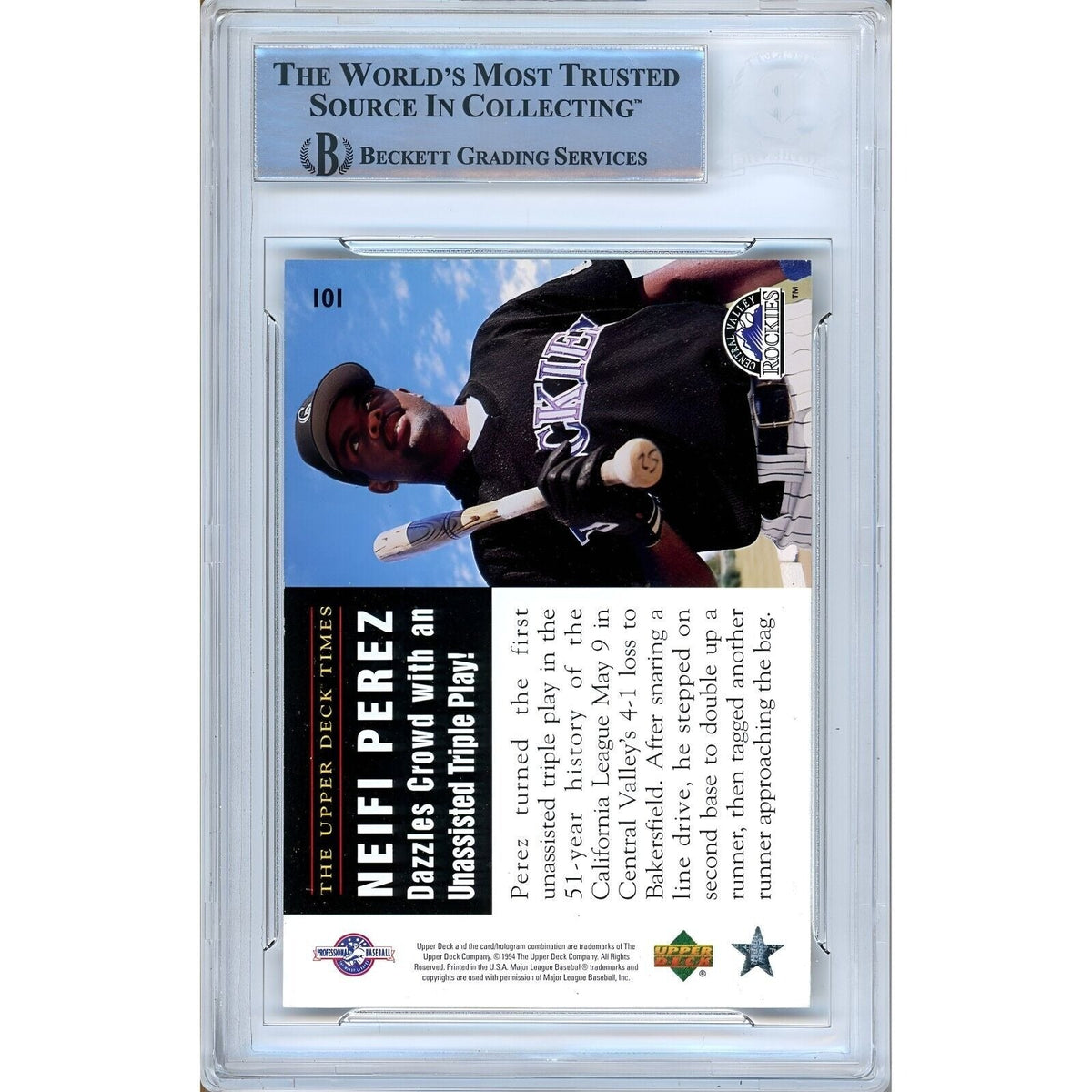 Neifi Perez Colorado Rockies Signed Autograph Trading Card Beckett BAS