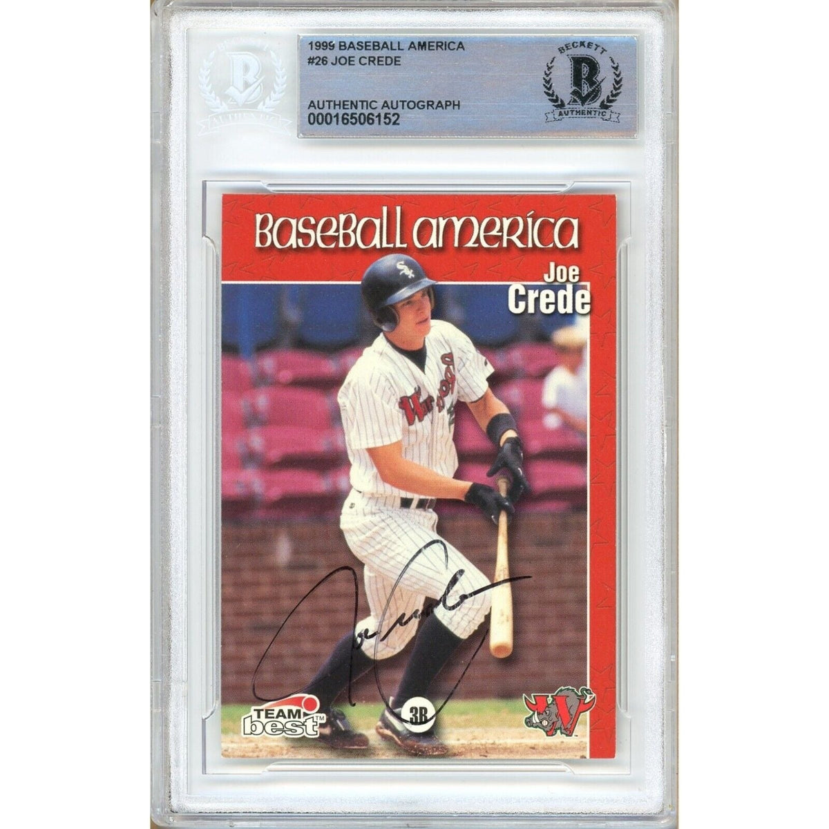 Joe Crede Team Best Autographed Trading Card Beckett BAS