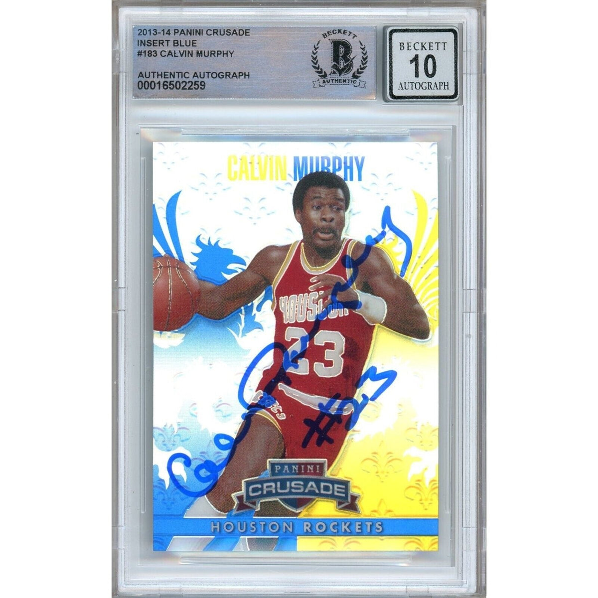 Calvin Murphy Panini Crusade Insert Blue Autographed Trading Card Beckett BGS