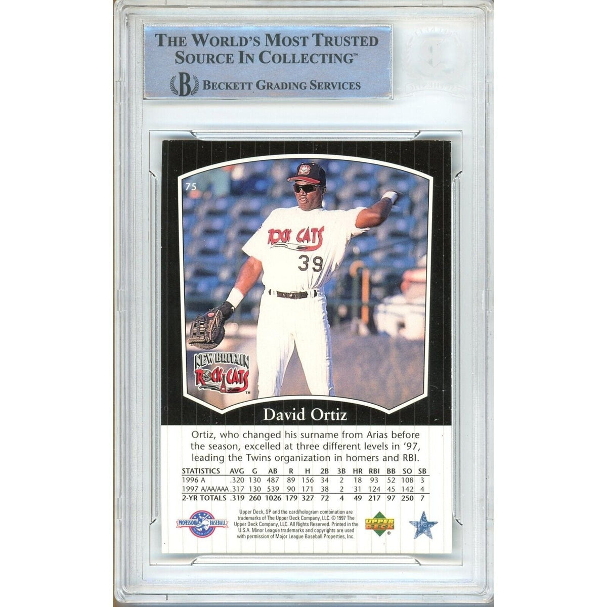 David Ortiz Top Prospects Signed Trading Card Beckett BAS