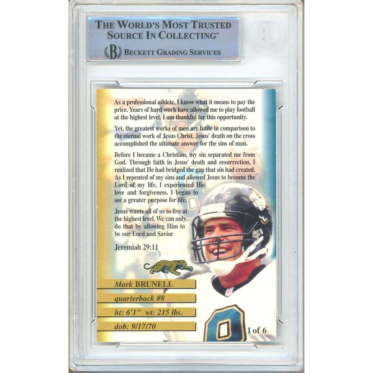 Mark Brunell Jacksonville Jaguars Signed Trading Card Beckett BAS