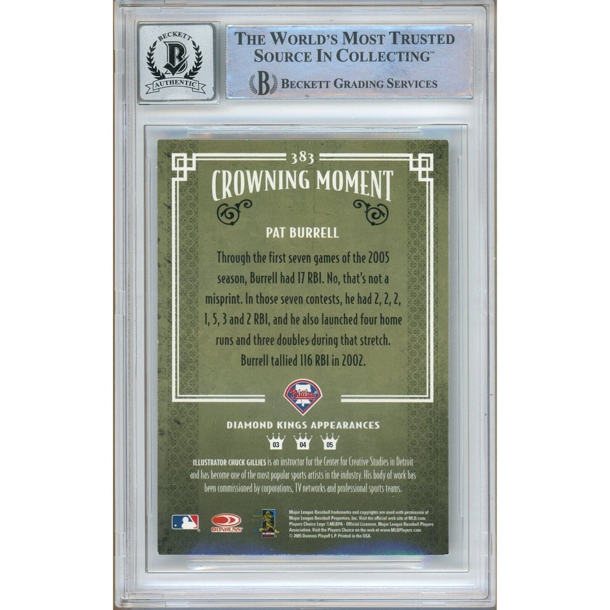 Pat Burrell Philadelphia Phillies Signed Trading Card Beckett BGS
