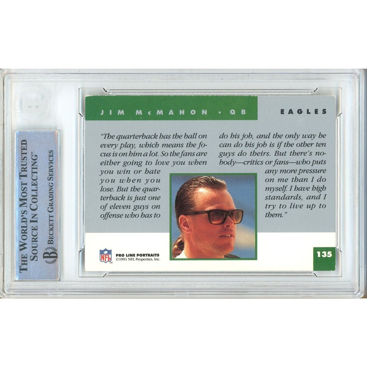 Jim Mcmahon Chicago Bears Autographed Trading Card Signed Beckett BAS