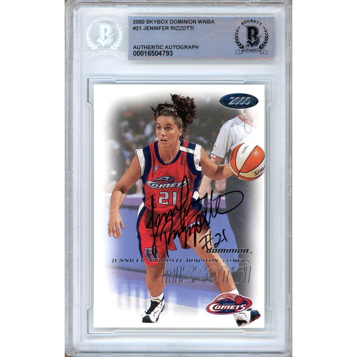 Jennifer Rizzotti Comets Autographed Trading Card Beckett BAS