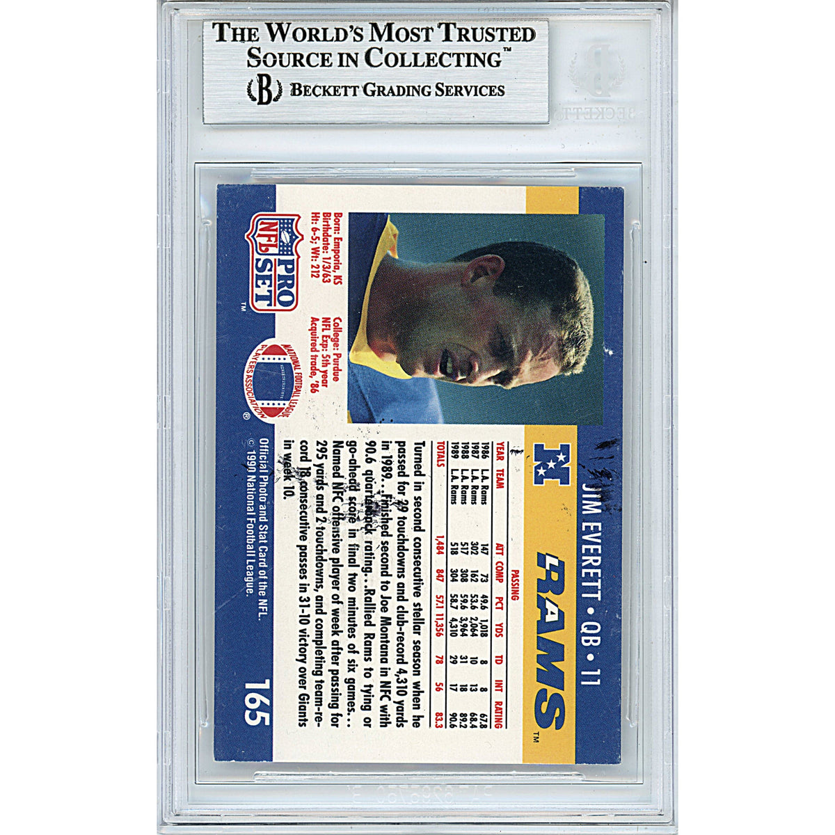 Jim Everett Autographed Trading Card Autograph Beckett BAS