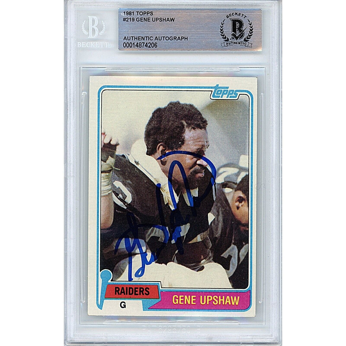 Gene Upshaw Oakland Raiders Las Autographed Trading Card Beckett BAS