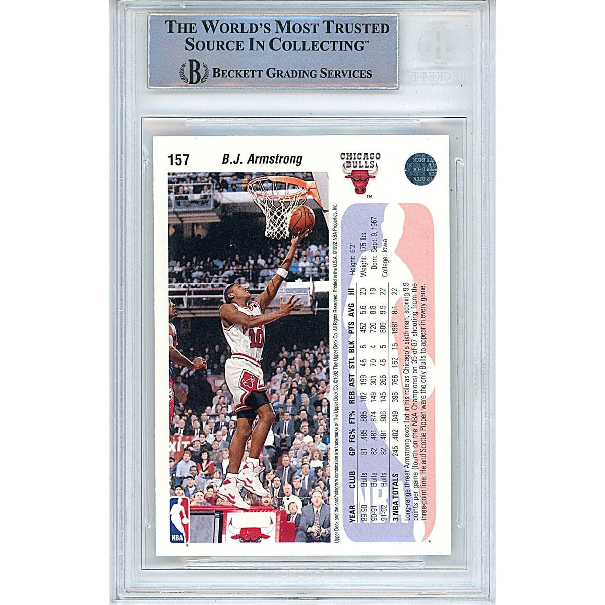 Bj Armstrong Upper Deck Signed Trading Card Beckett BAS