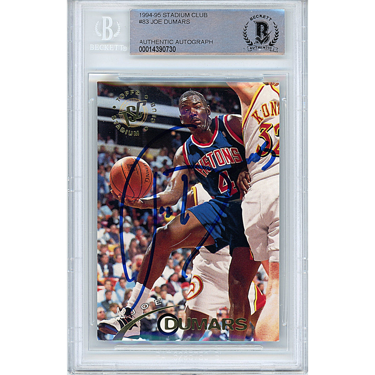 Joe Dumars Stadium Club Autographed Trading Card Beckett BAS