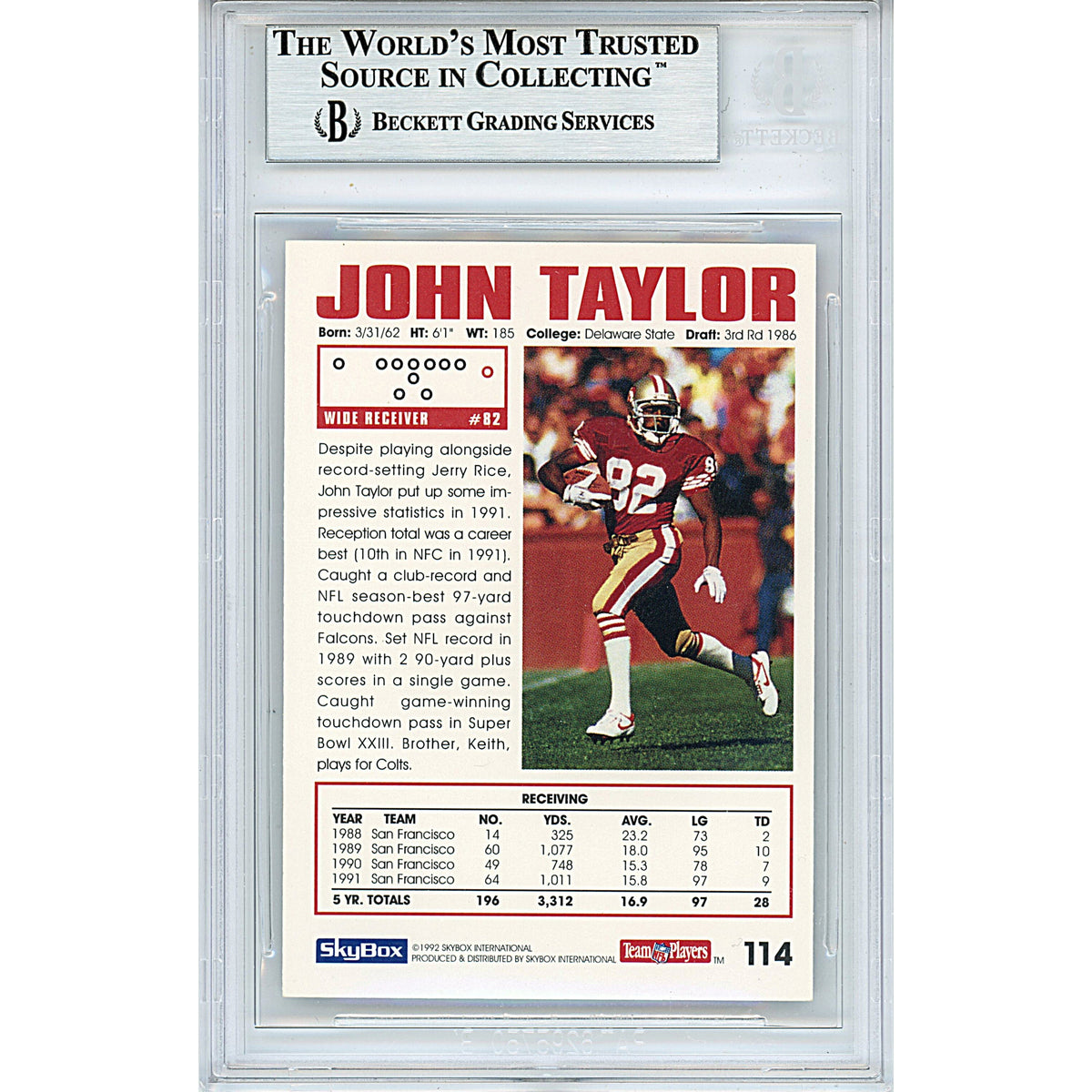 John Taylor Signed San Francisco Trading Card Beckett BGS