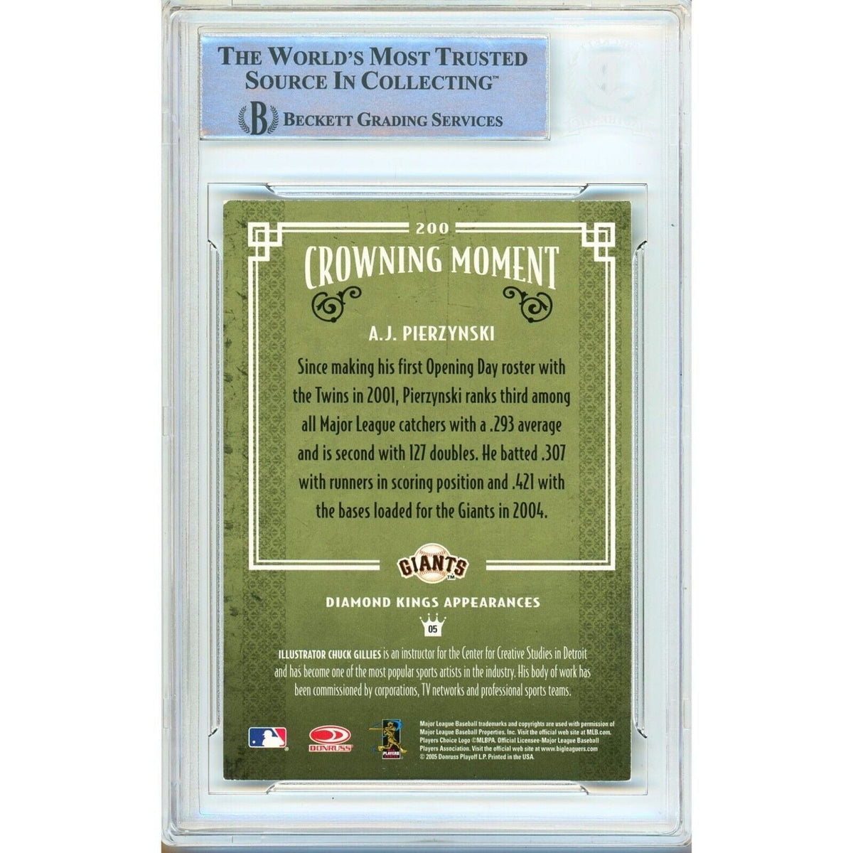 Aj Pierzynski Donruss Diamond Kings Signed Trading Card Beckett BAS