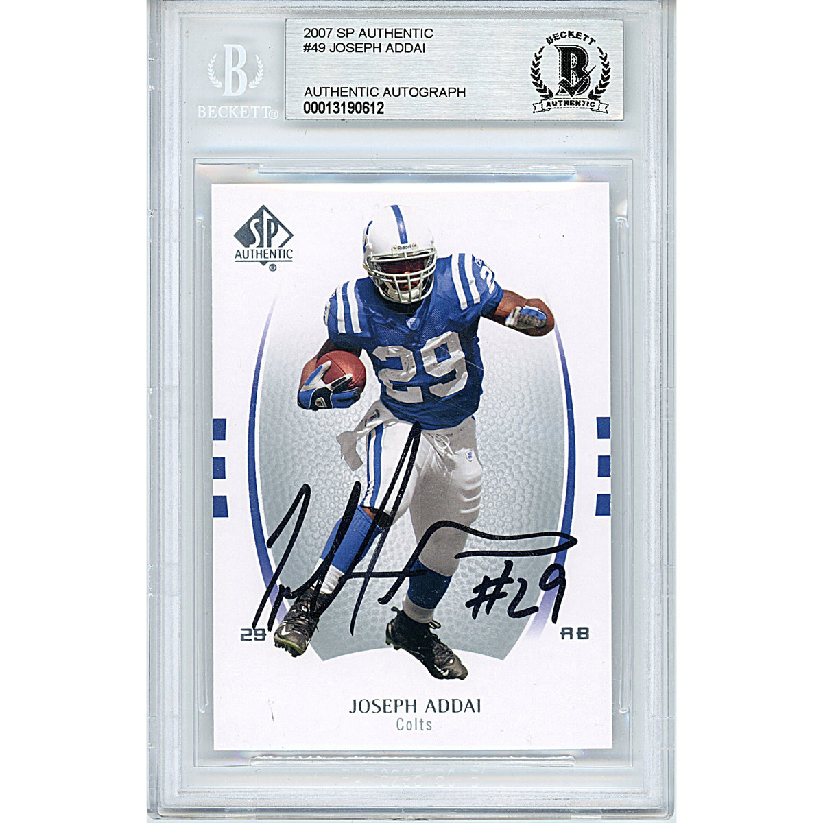 Joseph Addai Indianapolis Colts Autographed Trading Card Beckett BGS