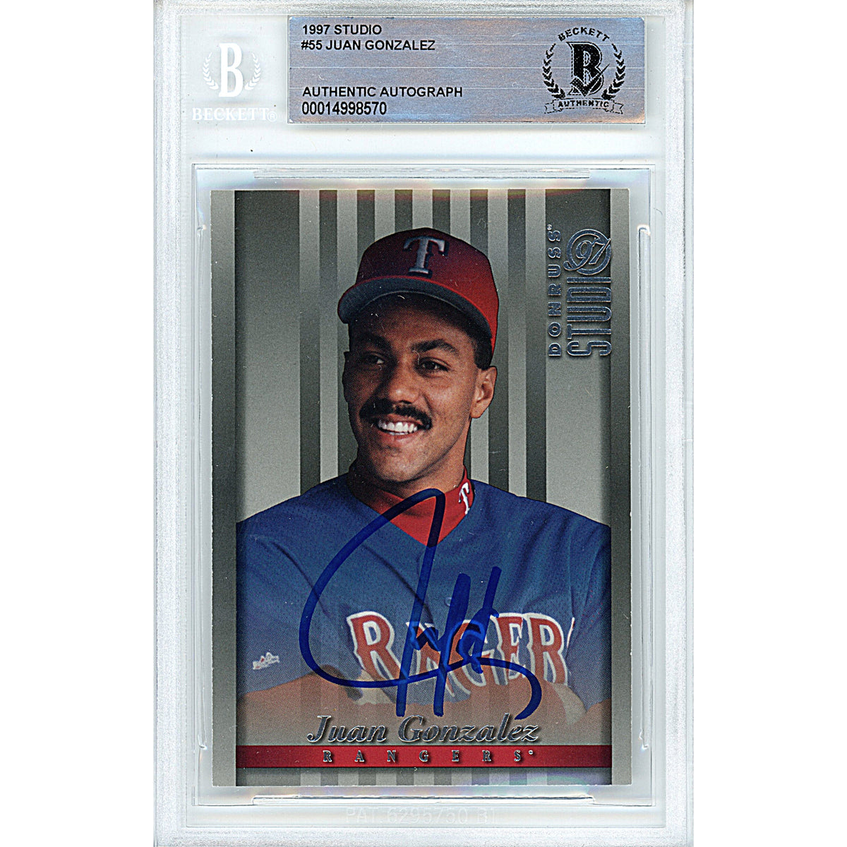 Juan Gonzalez Donruss Studio Autographed Trading Card Beckett BGS