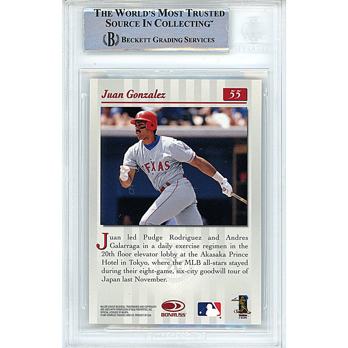 Juan Gonzalez Donruss Studio Signed Trading Card Beckett BGS