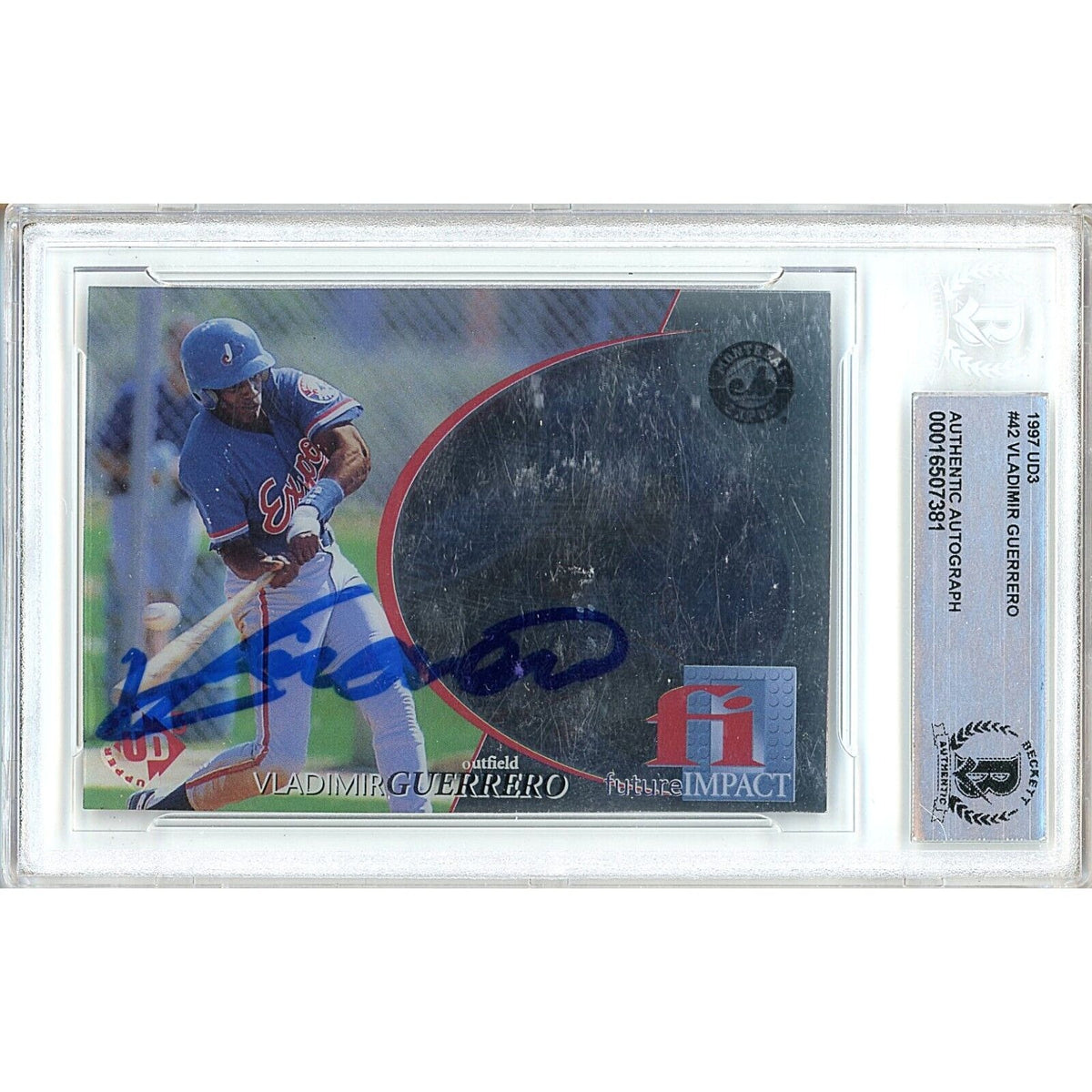 Vladimir Guerrero Montreal Expos Signed Autographed Trading Card Beckett BAS
