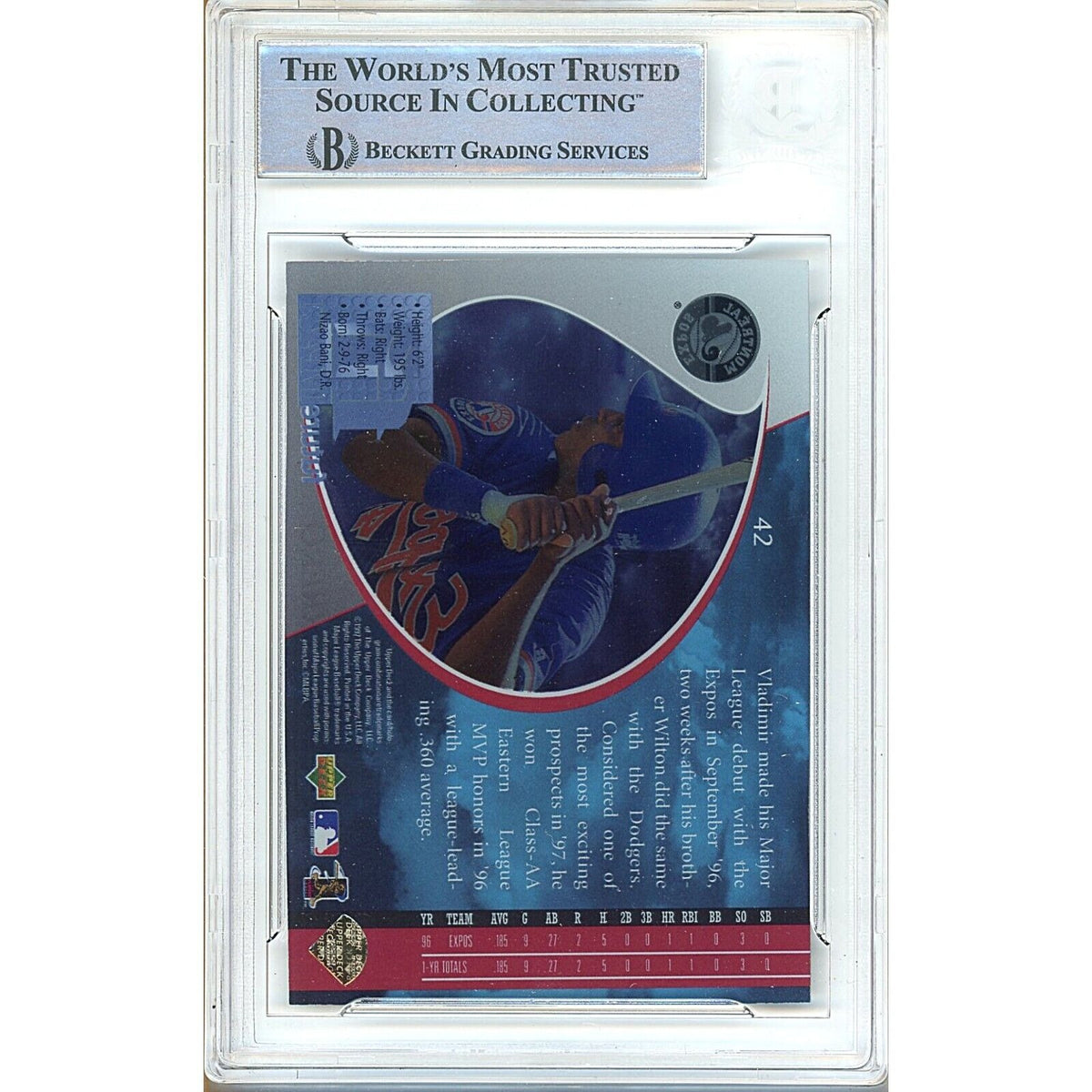 Vladimir Guerrero Montreal Expos Signed Auto Trading Card Beckett BAS