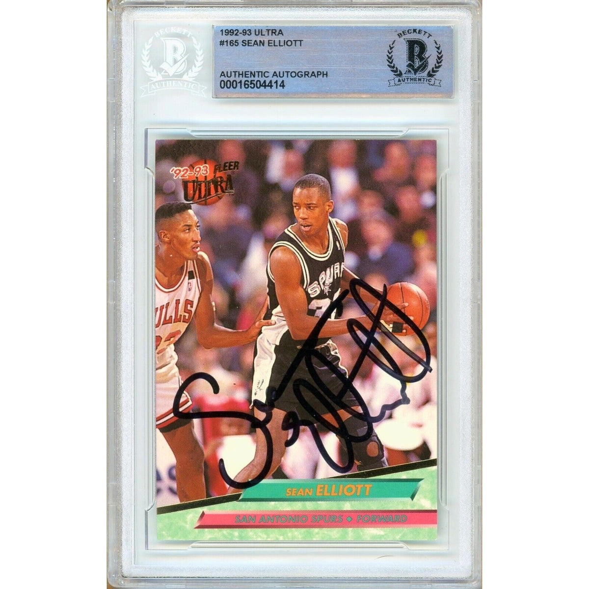 Sean Elliott San Antonio Spurs Autographed Trading Card Beckett BAS