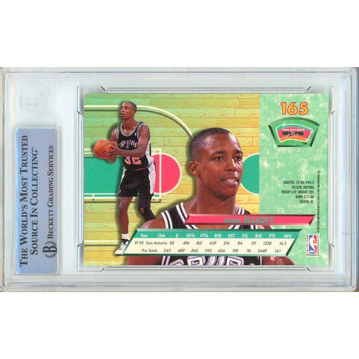 Sean Elliott San Antonio Spurs Signed Trading Card Beckett BAS