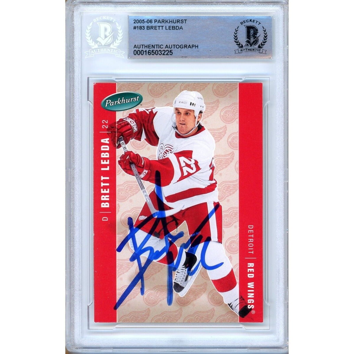 Brett Lebda Detroit Red Wings Autographed Trading Card Beckett BAS